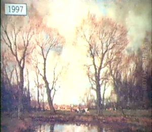 Landscape With Stream And Cows by Arnold Marc Gorter