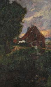 Paysage Avec Maison Pres De L'ecluse