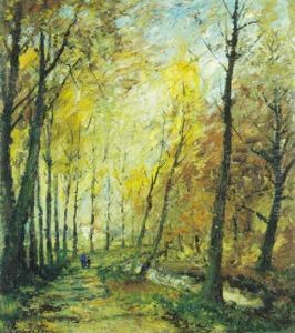 Herfstgezicht Met Wandelaars by Pieter Gorus