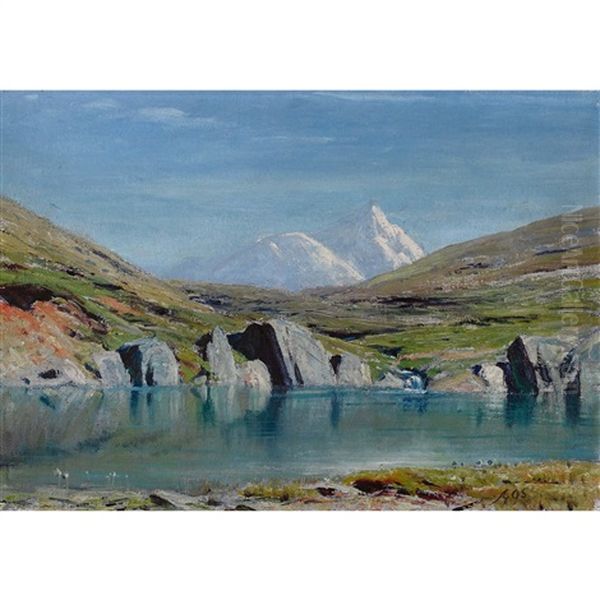 Walliser Alpenlandschaft Mit Bergsee - view 1