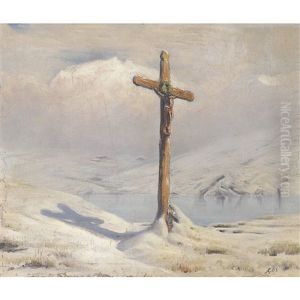 Winterlandschaft Mit Wegkreuz Winterlandschaft Mit Wegkreuz