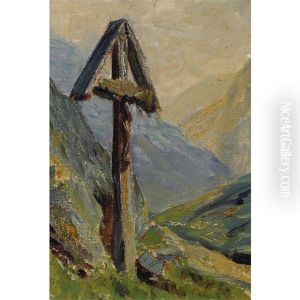 Alpenlandschaft Mit Kreuz Alpenlandschaft Mit Kreuz