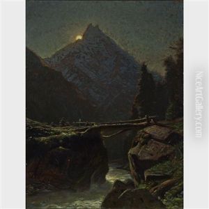 Mountain And Bridge At Night by Albert H. Gos
