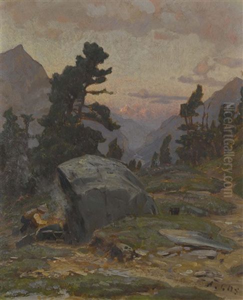 Gebirgslandschaft Im Abendrot - view 1
