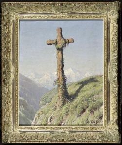 Wegkreuz Mit Bergpanorama Wegkreuz Mit Bergpanorama