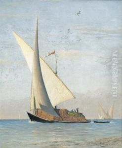Beladenes Segelschiff Auf Dem Genfersee