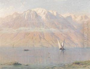 Ansicht Des Genfersees Mit Dem Grammont Ansicht Des Genfersees Mit Dem Grammont
