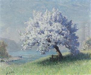 Seepartie Mit Bluhendem Obstbaum Seepartie Mit Bluhendem Obstbaum