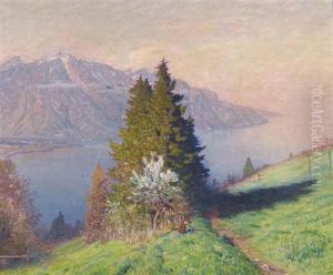 Vue De Geneve Et Saint Gingolphe by Albert H. Gos