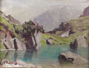 Sonnige Gebirgspartie Mit Kleinem See Sonnige Gebirgspartie Mit Kleinem See