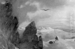 Sonnenuntergang Uber Den Walliser Hochalpen by Albert H. Gos