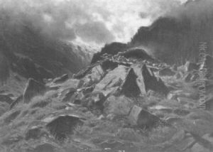 Felsiger Hang Mit Kuhen Vor Aufziehendem Unwetter by Albert H. Gos