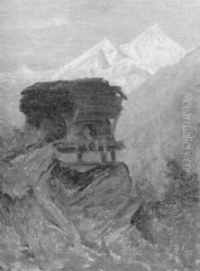 Speicher Vor Bergkulisse Im Abendrot by Albert H. Gos