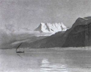 Genferseelandschaft Mit Blick Auf Die Savoyer Alpen by Albert H. Gos