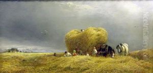 Harvest With Figures And Horses by William Gosling