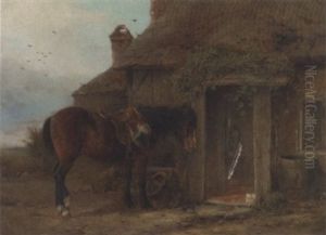 A Pony Before A Cottage by William Gosling
