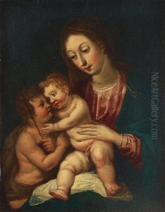 Madonna And Child Infant St John The Baptist by Jan Gossaert