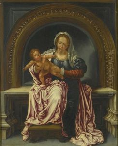 Virgin And Child Enthroned by Jan Gossaert