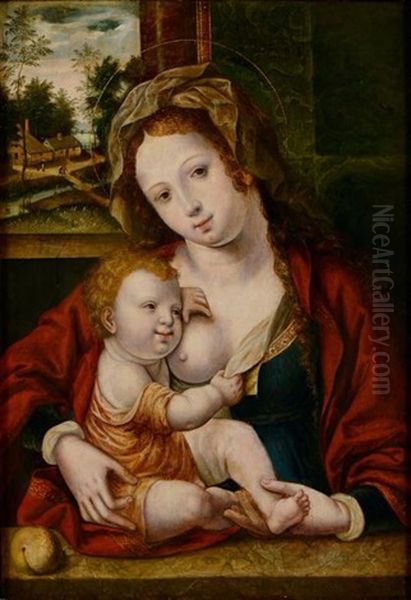 Une Vierge A L'enfant Dans Un Paysage Flamand - view 1