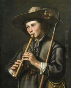 A Shepherd Playing The Pipes A Shepherd Playing The Pipes