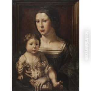 The Virgin And Child, Said To Be A Double Portrait Of Anna Van Bergen, Marquise De Veere, And Her Son by Jan Gossaert
