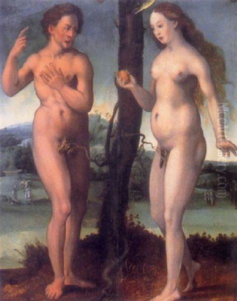 Adam And Eve In The Garden Of Eden by Jan Gossaert