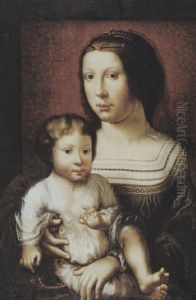 Maria Mit Dem Kind In Halbfigur, Die Sogenannte Madonna Mit Dem Gescheitelten Kind Maria Mit Dem Kind In Halbfigur, Die Sogenannte Madonna Mit Dem Gescheitelten Kind