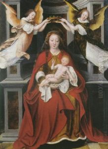 Vierge A L'enfant Couronnee Par Les Anges by Jan Gossaert