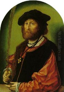 Portrait Of Ruben Perduyn Holding A Palm And Wearing A Black Hat And A Fur-lined Coat Over A Red Costume