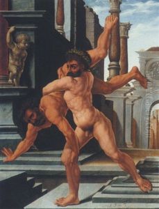 Hercules Wrestling With Antaeus by Jan Gossaert