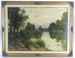 View Of A River At Dusk by Ferdinand Jules Albert Gosselin