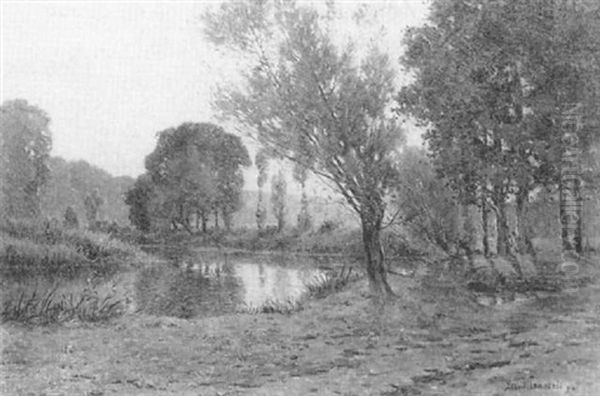 An Extensive Wooded River Landscape, Sunset - view 1