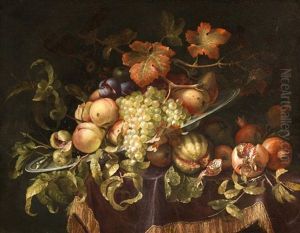 Nature Morte Aux Fruits, Sur Un Entablement Drape Nature Morte Aux Fruits, Sur Un Entablement Drape