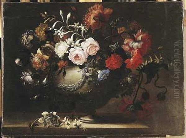 Nature Morte Au Vase De Fleurs Sur Un Entablement - view 1