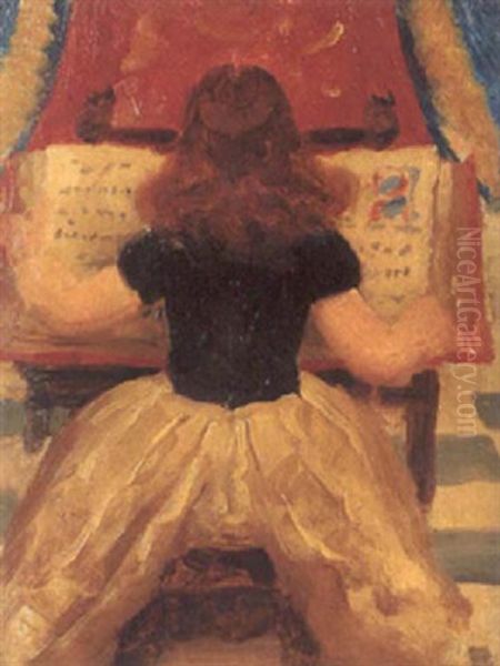 Young Girl Reading A Manuscript - view 1