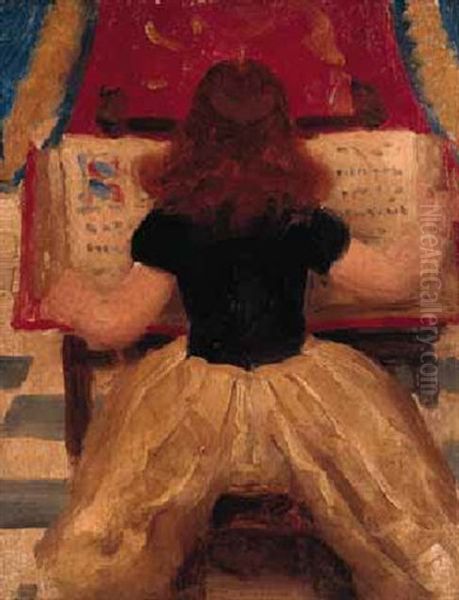 Young Girl Reading A Manuscript - view 1