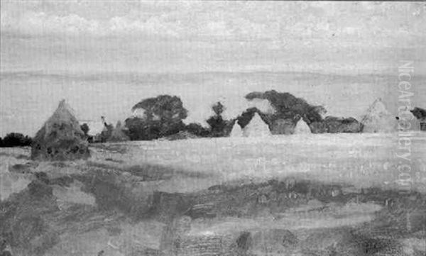 Hayricks Before A Coastal Inlet - view 1