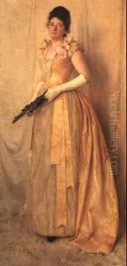 The Lady In Gold - Full Length Portrait Of Mrs. J. Crooke by Thomas Cooper Gotch