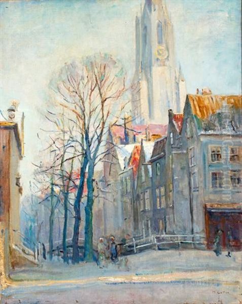 Gezicht Op De Nieuwe Kerk Van Delft Gezien Vanaf De Voldersgracht En Links De Korenbeurs - view 1