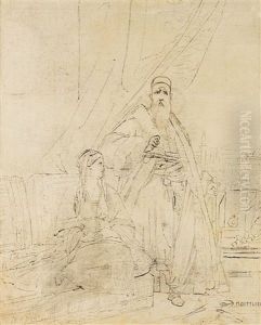 Saladin And Sittah. Illustration For "nathan The Wise" By Lessing by Moritz Gottlieb