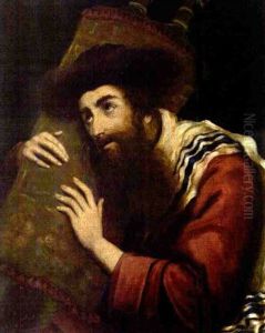 Rabbi Holding A Torah Scroll by Moritz Gottlieb