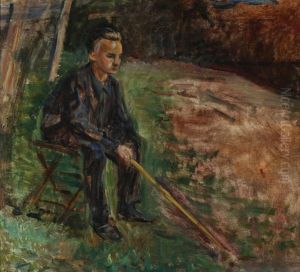 Siddende Dreng by Albert Gottschalk