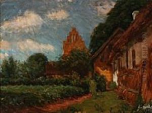 Bondehave I Melby." A Farmer's Garden In Melby, Denmark by Albert Gottschalk