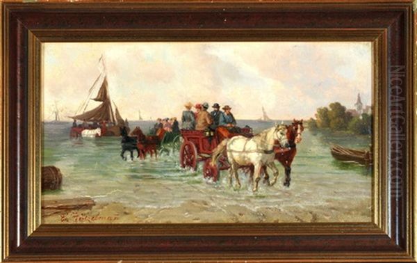 Personentransport Mit Pferdekutschen Am Meeresstrand - view 1