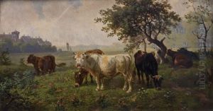 Kuhe Auf Der Weide by Eduard Goetzelmann