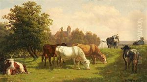 Der Viehhirte Mit Seiner Herde Auf Der Weide by Eduard Goetzelmann