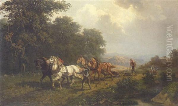 Sommerlandschaft Mit Pflugenden Bauern - view 1