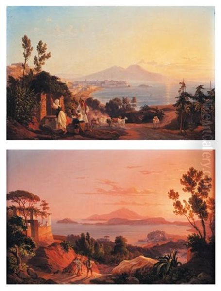 Vues D'italie Naples Du Posilip (+ Le Golfe De Baja, Lrgr; Pair) - view 1