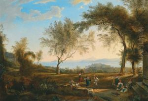 Tanzvergnugen In Der Bucht Von Pozzuoli by Carl (Karl) Wilhelm Goetzloff