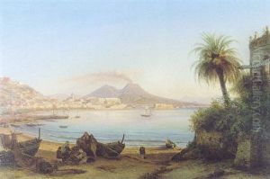 Vue De La Baie De Naples, L'eruption Du Vesuve